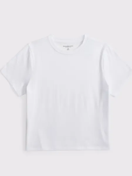 White Crew Neck Cotton Tee